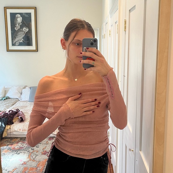 Simkhai sheer sparkly off the shoulder top size M - Picture 5 of 10